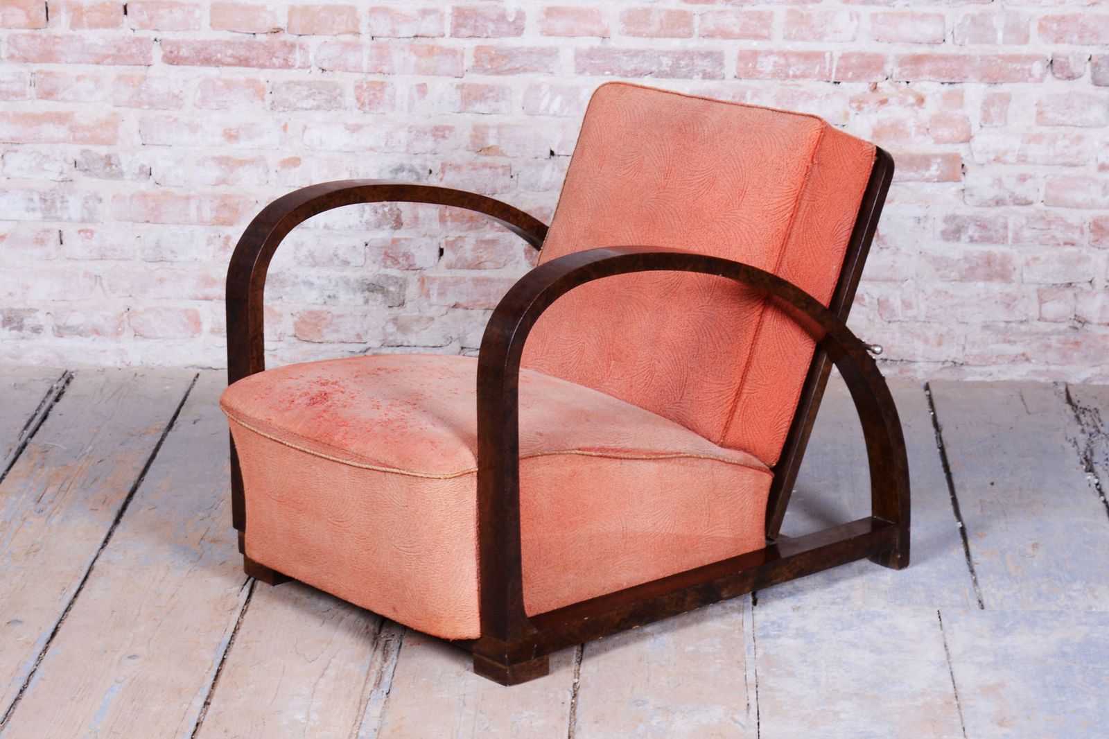 Restored Art Deco Reclining Armchair, By J. Halabala, Up Závody, Czech. 1920s
