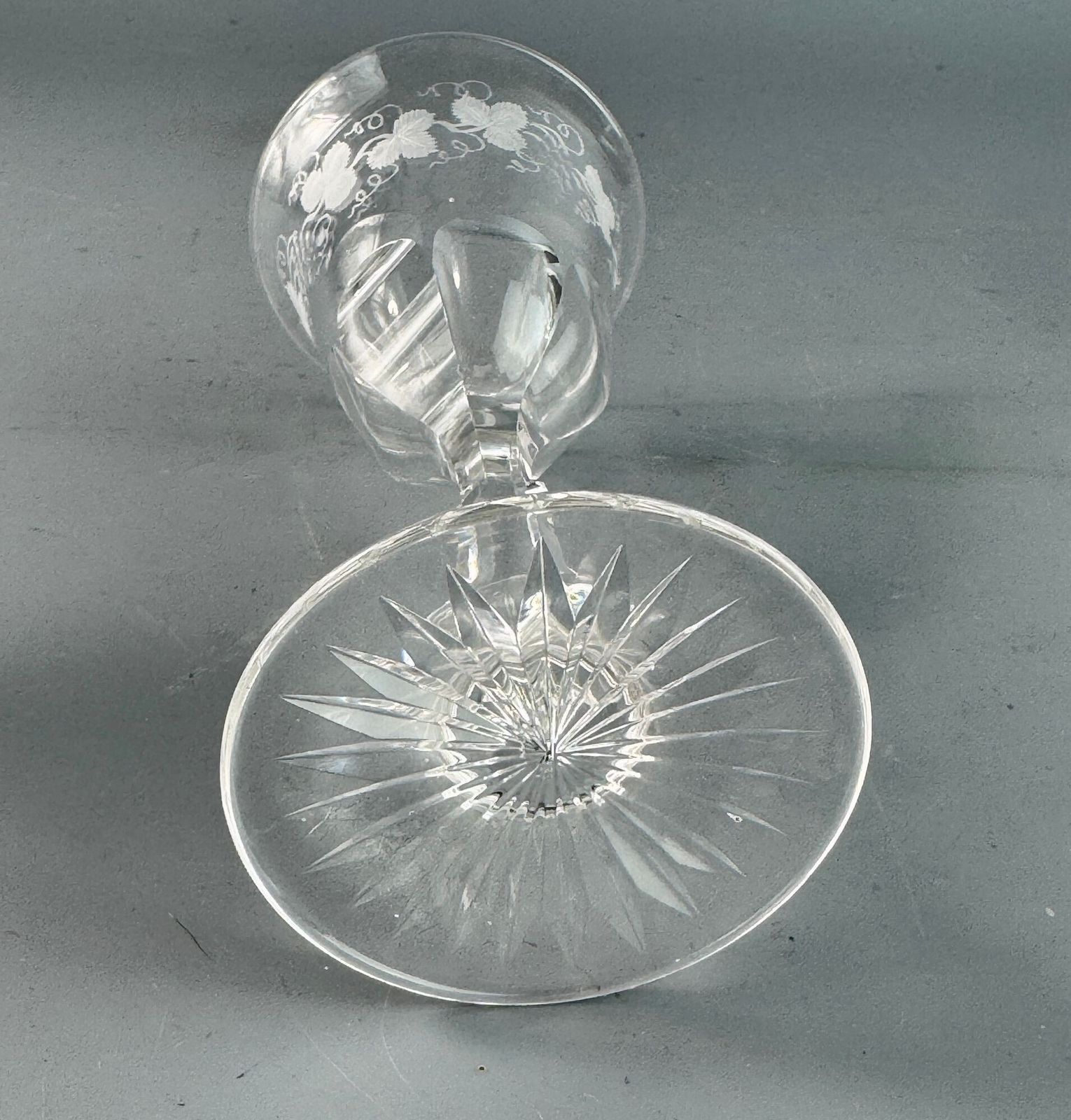 Set Of Six Edwardian Vine Engraved Sherry / Port Glasses photo vinterior