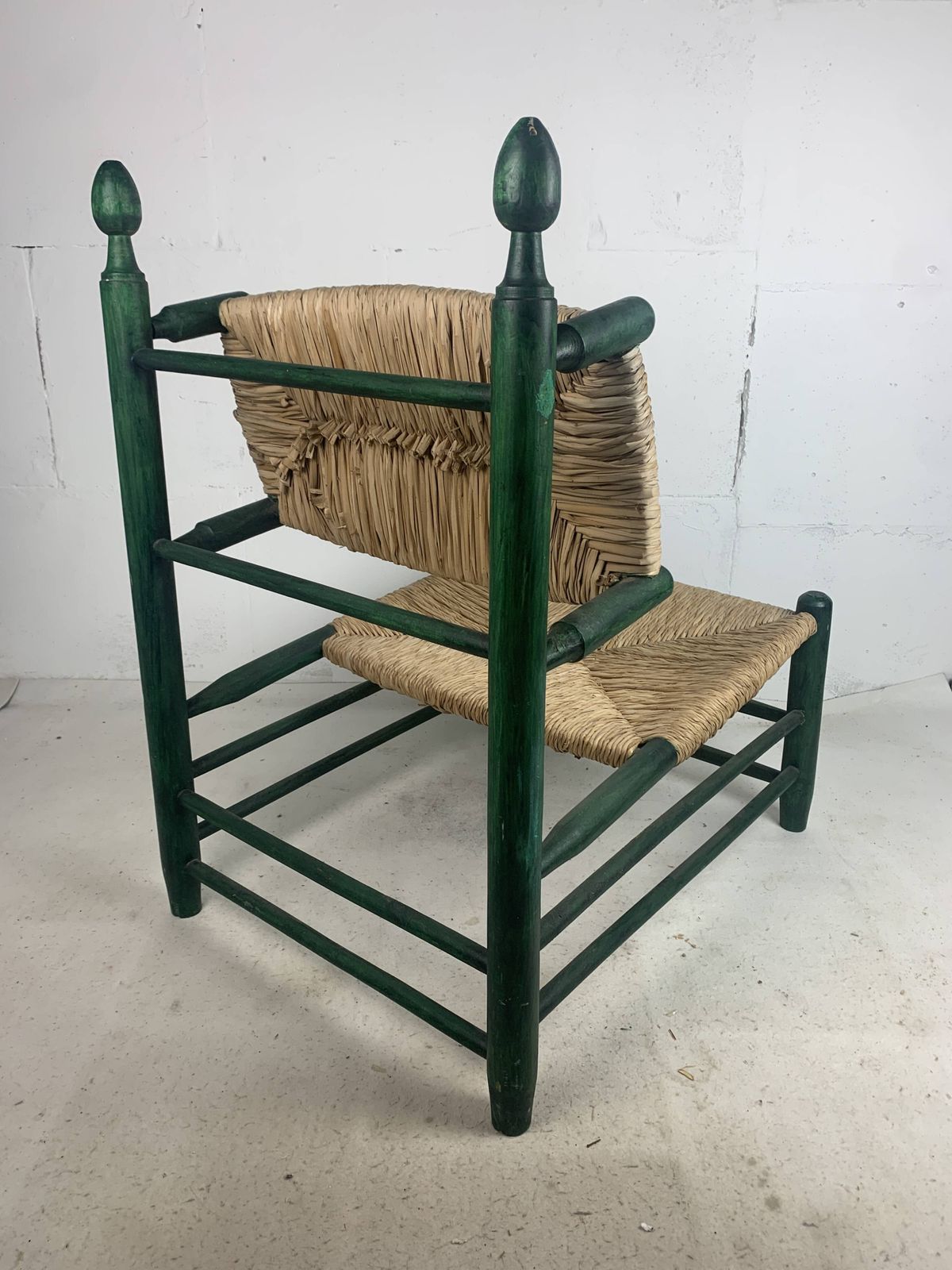 photo furniture French Straw Rush Low Lounge Chair In The Style Of Charles Dudouyt, 1950s