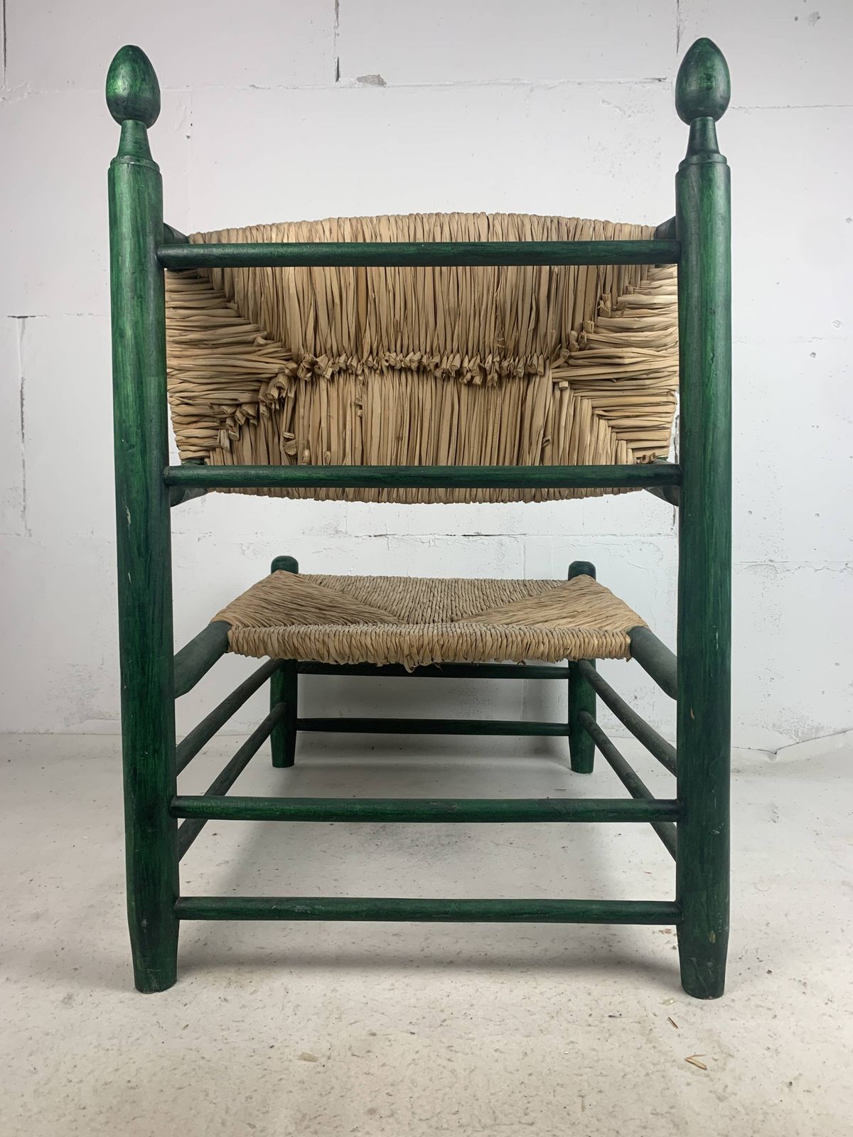 Furniture French Straw Rush Low Lounge Chair In The Style Of Charles Dudouyt, 1950s photo