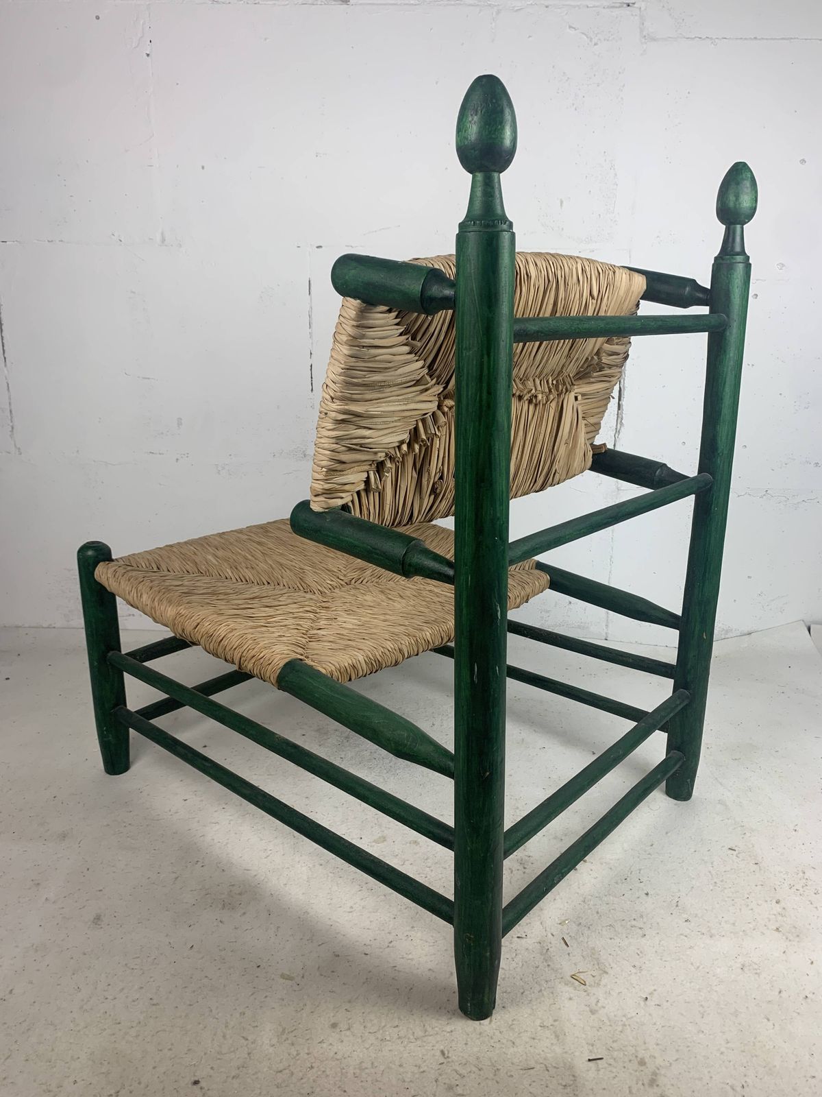 1263.0 French Straw Rush Low Lounge Chair In The Style Of Charles Dudouyt, 1950s photo