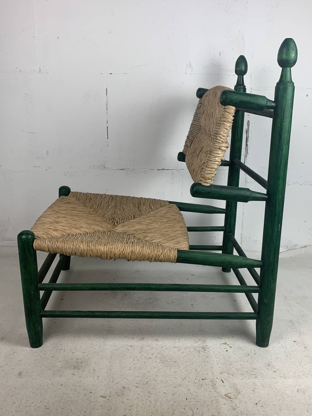photo vinterior French Straw Rush Low Lounge Chair In The Style Of Charles Dudouyt, 1950s