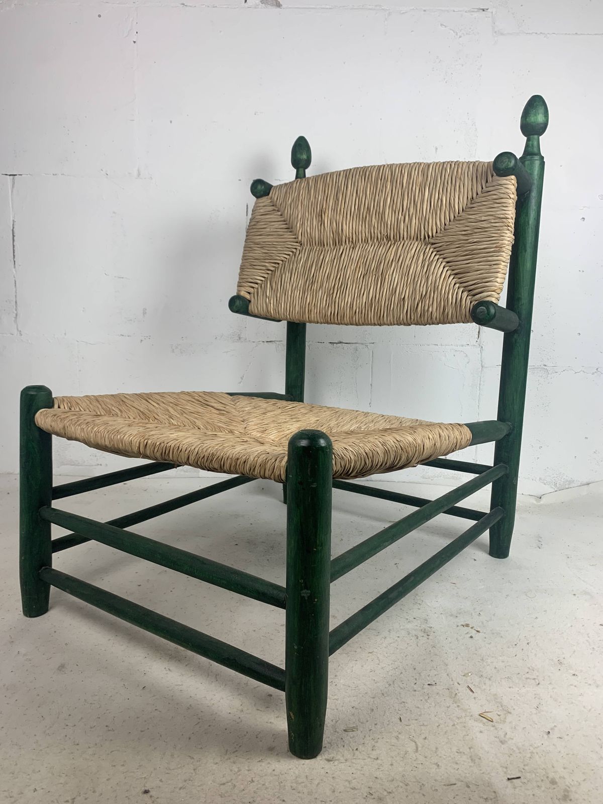 photo buy French Straw Rush Low Lounge Chair In The Style Of Charles Dudouyt, 1950s