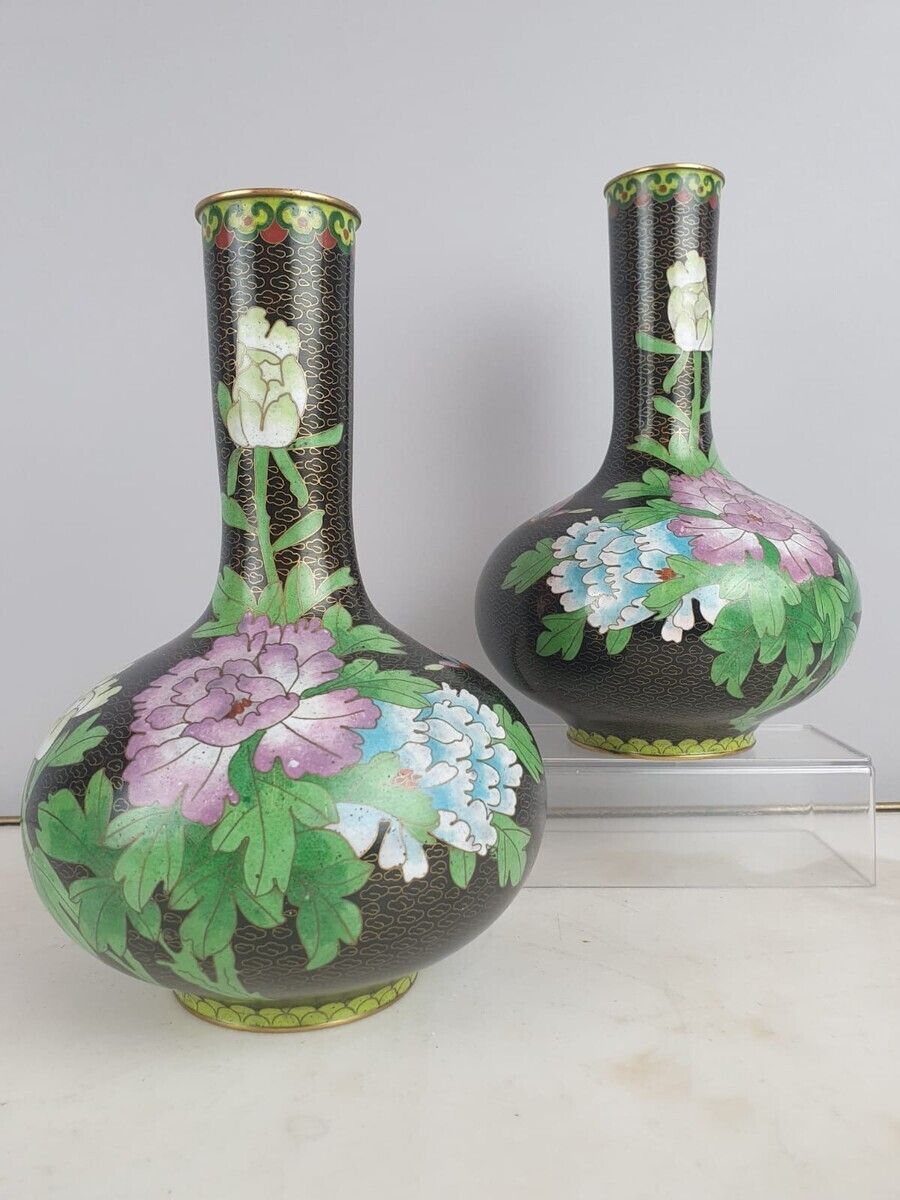photo for sale Set Of 4 Cloisonné Bronze Vases, China 20th Century