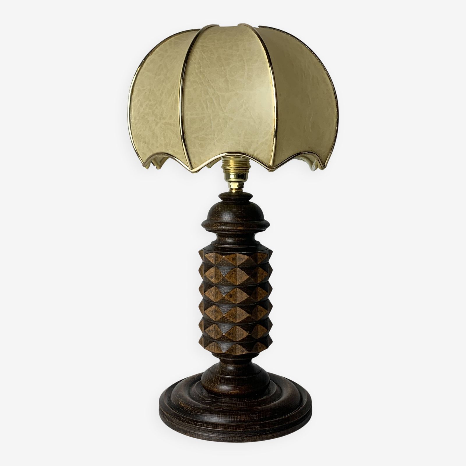 Wood Turned Mushroom Cocoon Table Lamp In The Style Of Charles Dudouyt
