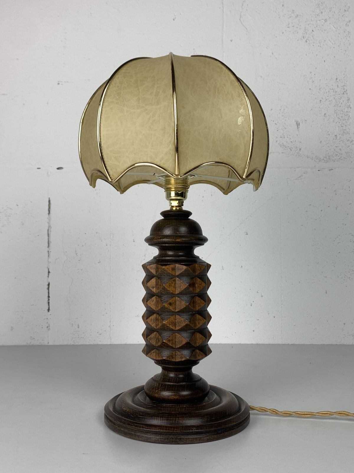 photo furniture Wood Turned Mushroom Cocoon Table Lamp In The Style Of Charles Dudouyt