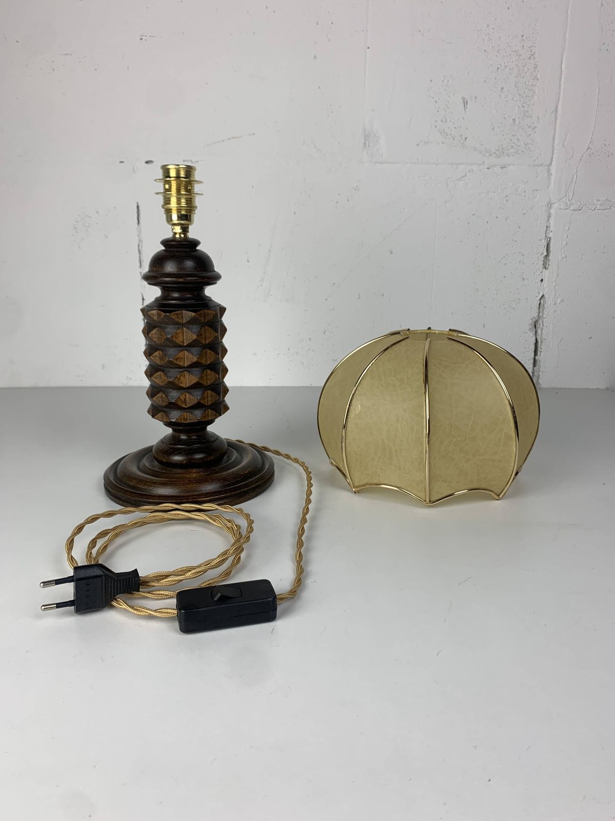 523.0 Wood Turned Mushroom Cocoon Table Lamp In The Style Of Charles Dudouyt photo