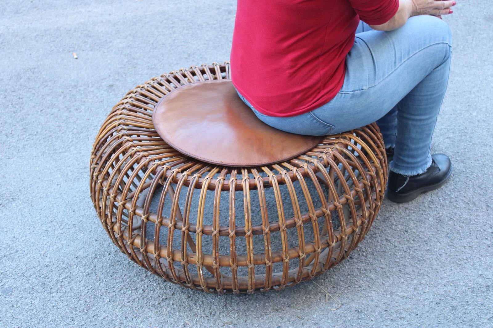 Round Pouf Franco Albini 1950 Italian Mid Century Design photo 1876.0