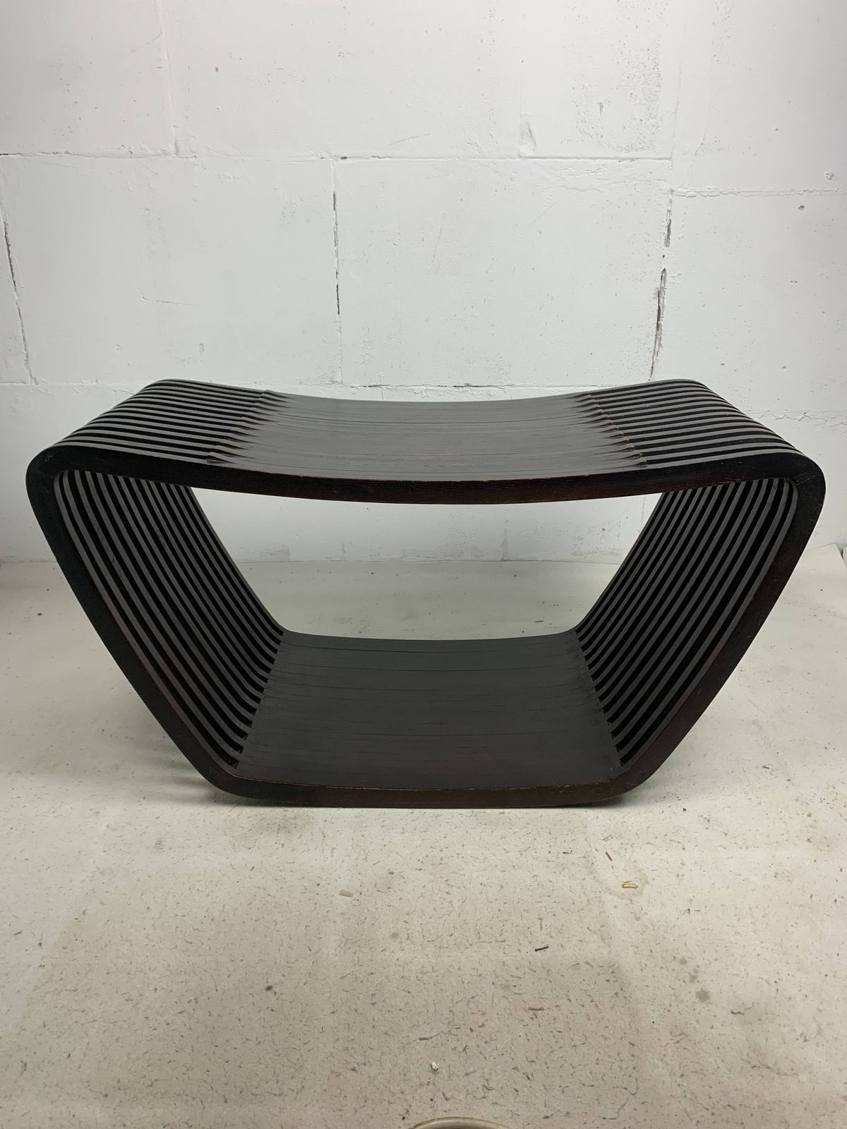 Post Modern Dutch Slatted Wooden Wavy Curvy Bench Or Coffee Table, 1970s photo furniture