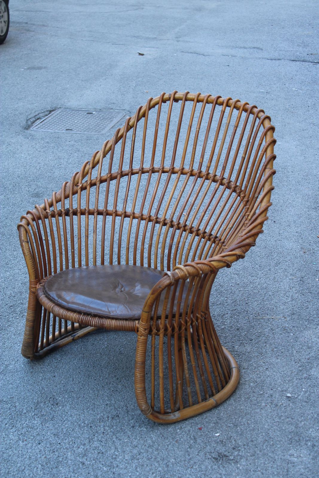 Furniture Curved Bamboo Armchair Frigerio 1950 Italian Design photo