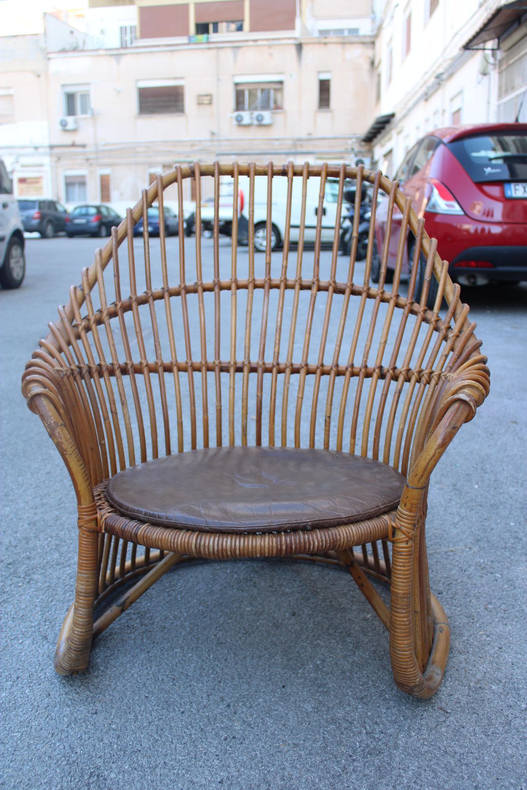 photo vinterior Curved Bamboo Armchair Frigerio 1950 Italian Design