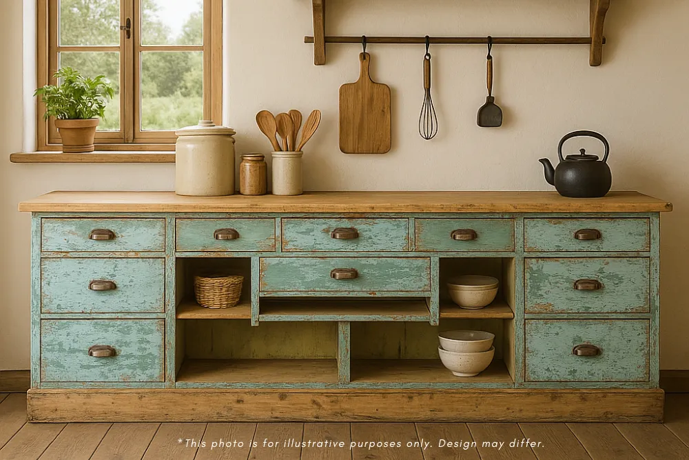 photo furniture Vintage Blue Industrial Style Drawer Unit