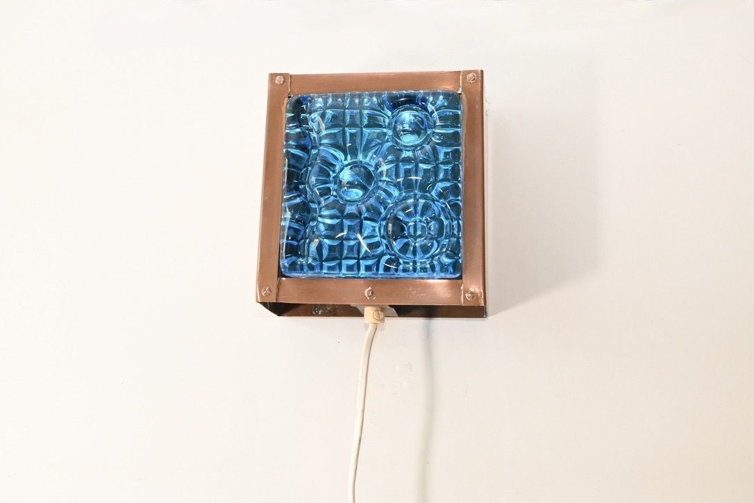 Scandinavian Copper And Glass Mid Century Modern Wall Lamp Made By Nils H Ledung photo 185.0