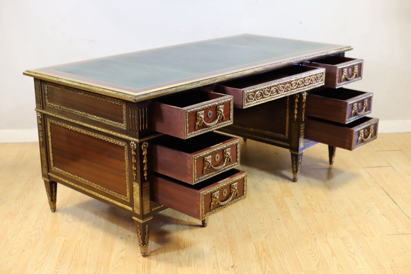 Stunning French Empire Style Mahogany Desk photo vintage