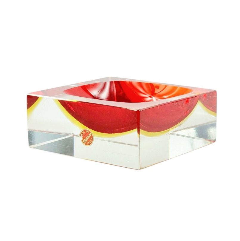 Monumental Mid Century Sommerso Murano Glass Catchall/Vide Poche By Flavio Poli For Seguso Vetri D'arte, Italy, 1970s