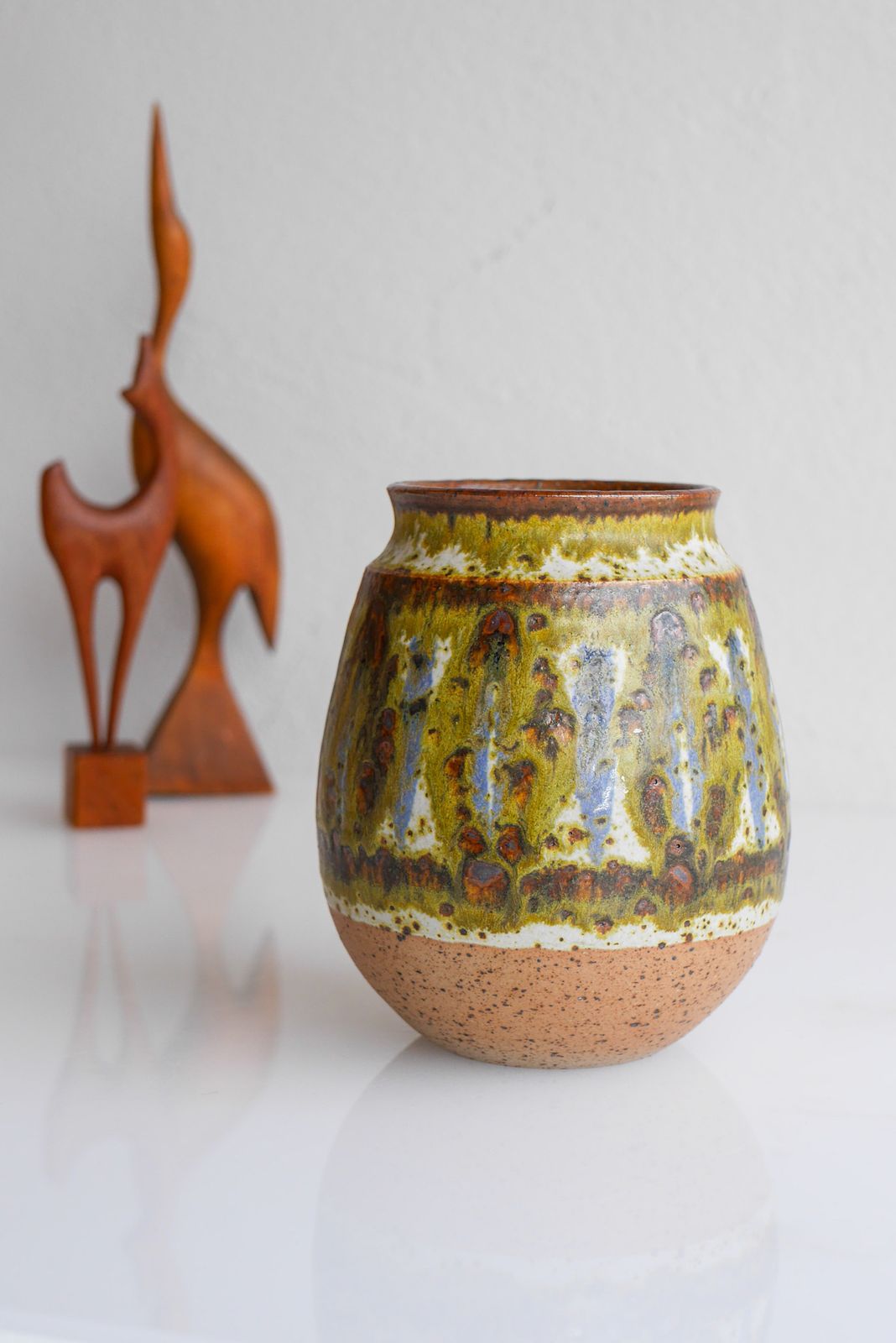 365.0 Mid Century Modern Deens Kunstaardewerk Vaas Van Michael Andersen, Bornholm photo