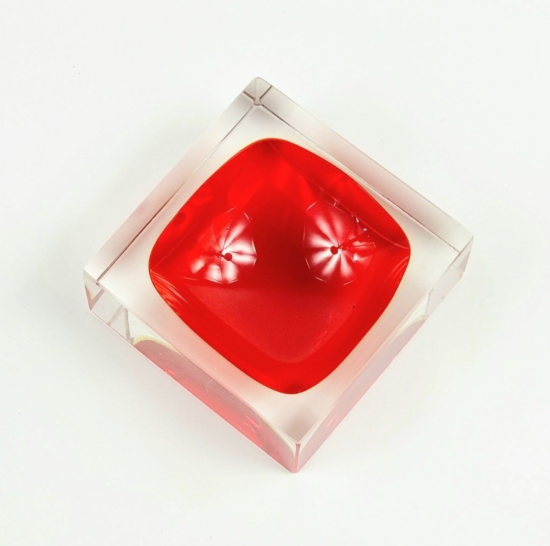 Monumental Mid Century Sommerso Murano Glass Catchall/Vide Poche By Flavio Poli For Seguso Vetri D'arte, Italy, 1970s photo vinterior