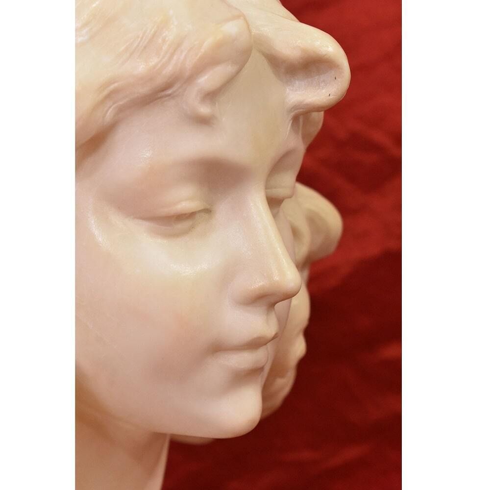 Antique Statues, Marble, Bust Of Woman, Young Girl Sculpture, XIX Century. photo 1700.0