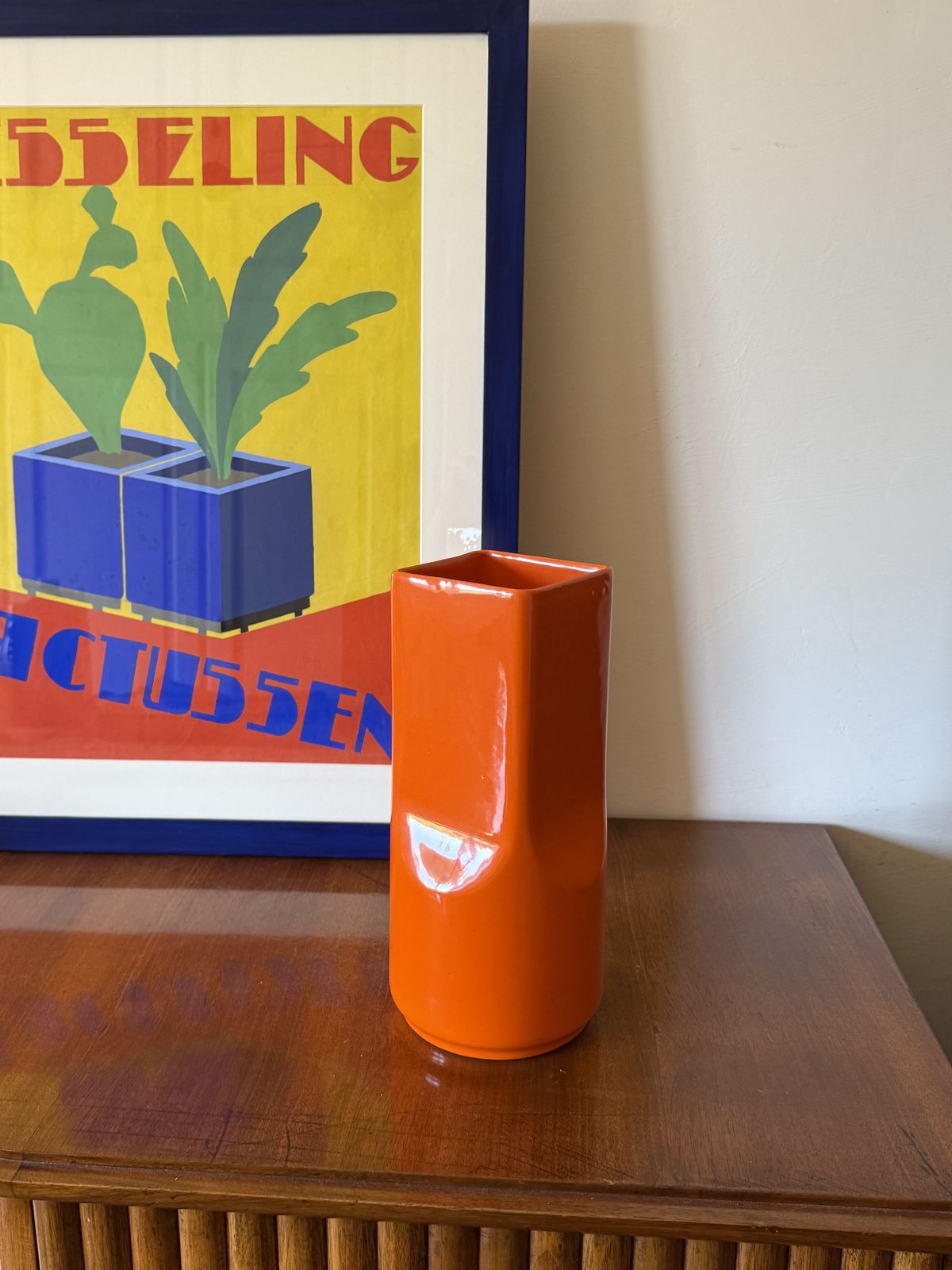 Studio Opi, Space Age Orange Ceramic Vase, Gabbianelli Italy Ca. 1960 photo 380.0