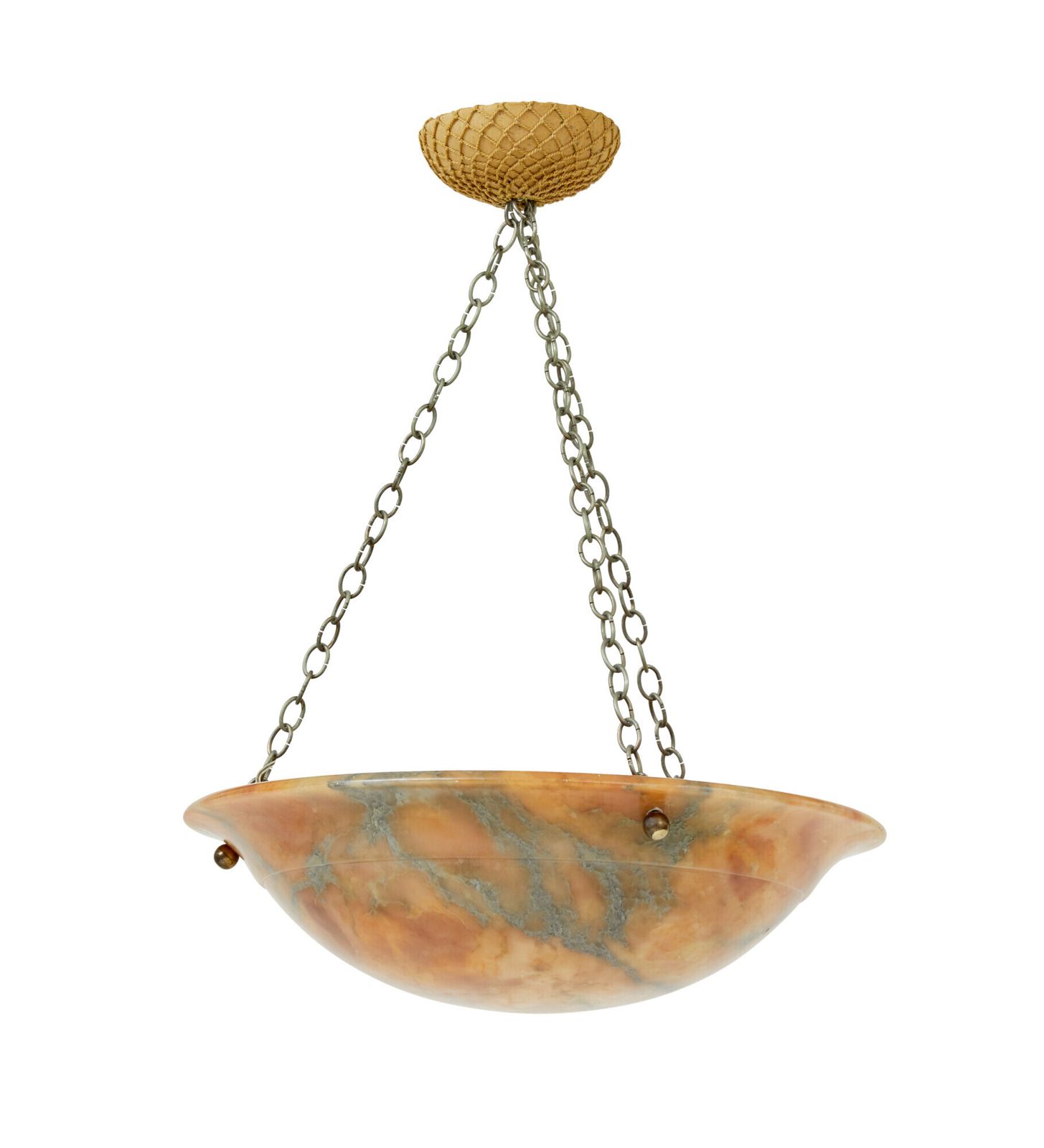 Art Deco Carved Alabaster Ceiling Light photo for sale