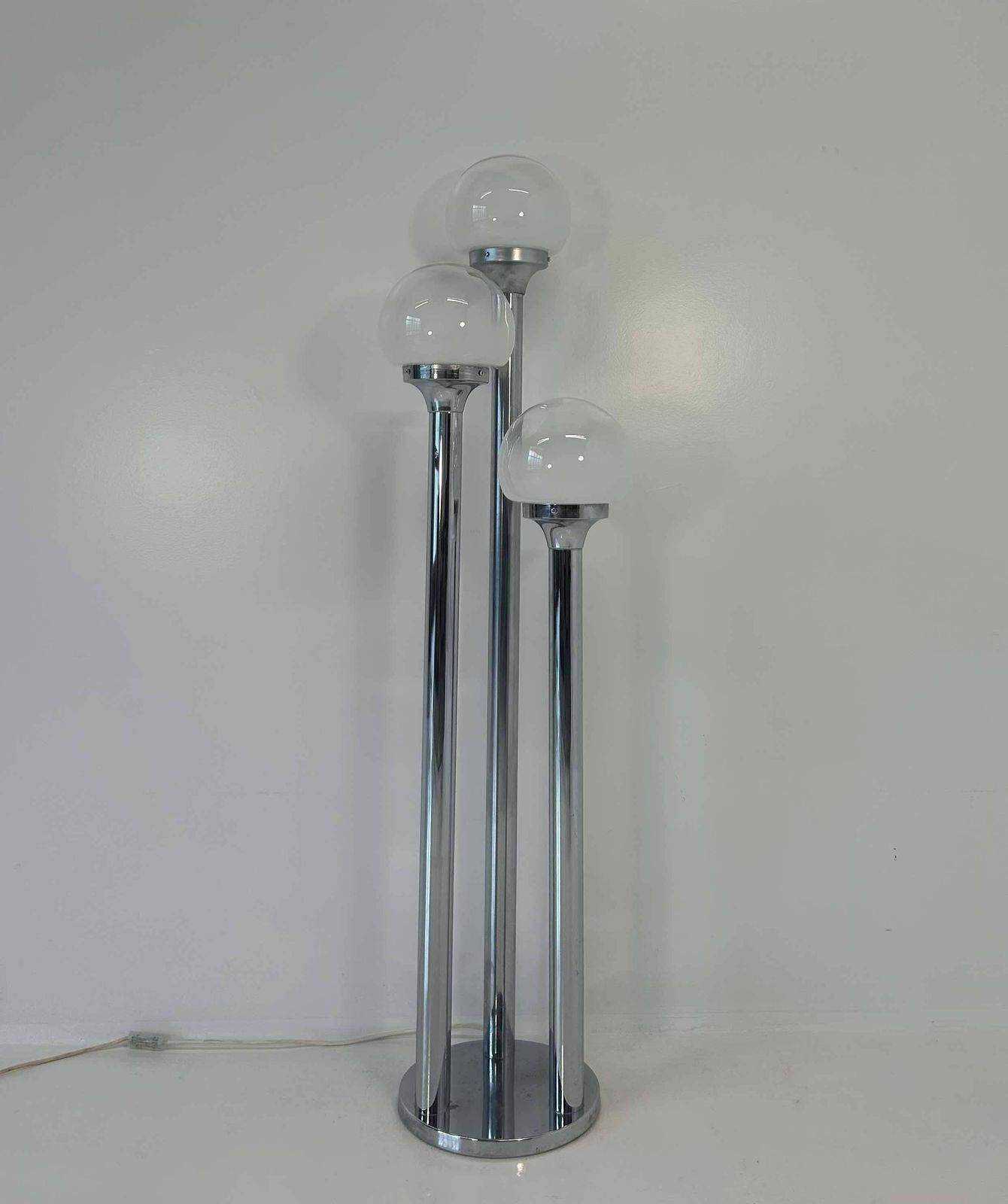 Italian Chrome And Murano Glass Floor Lamp Attr. Mazzega, 1970s photo furniture