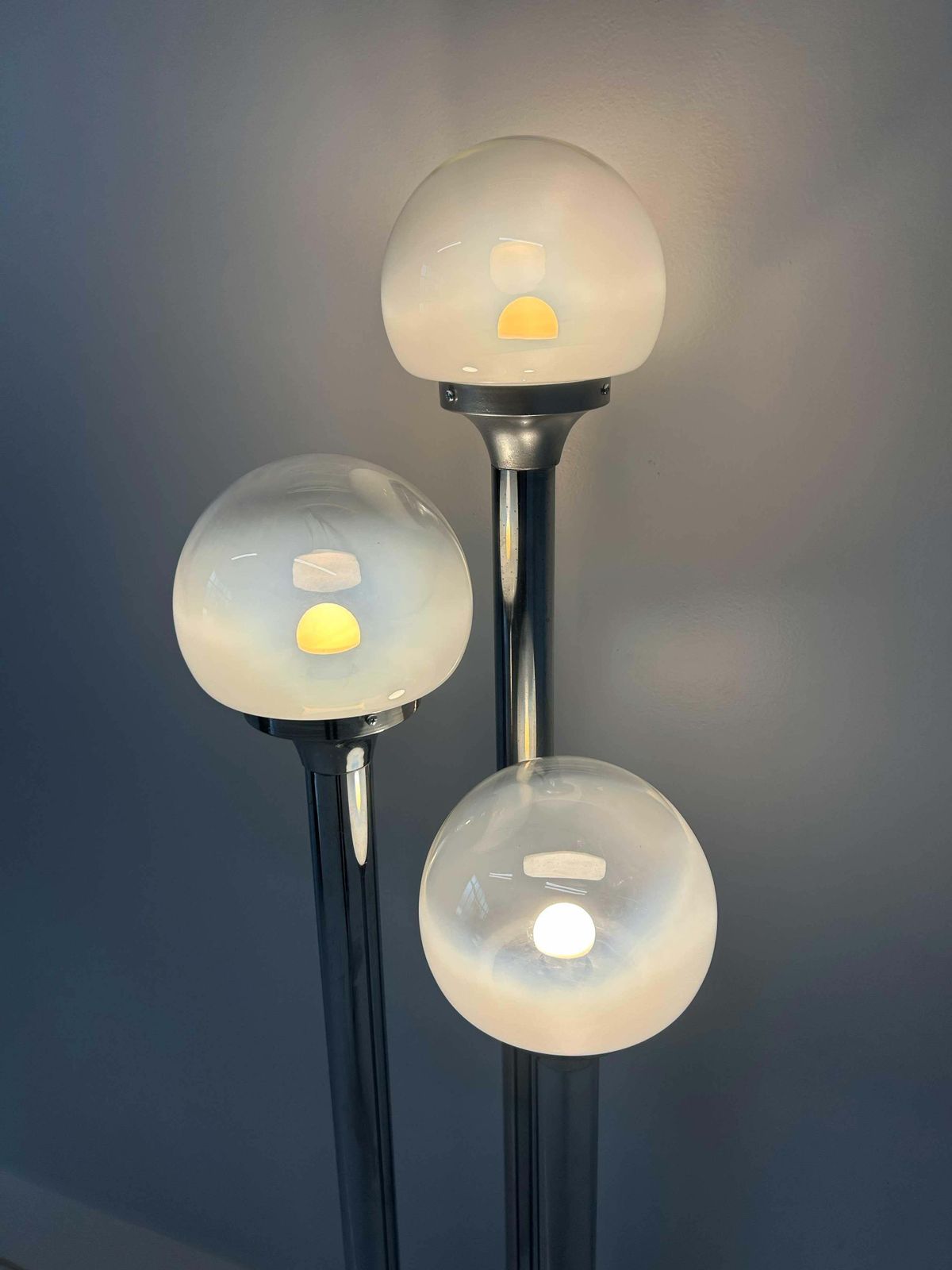 1040.0 Italian Chrome And Murano Glass Floor Lamp Attr. Mazzega, 1970s photo