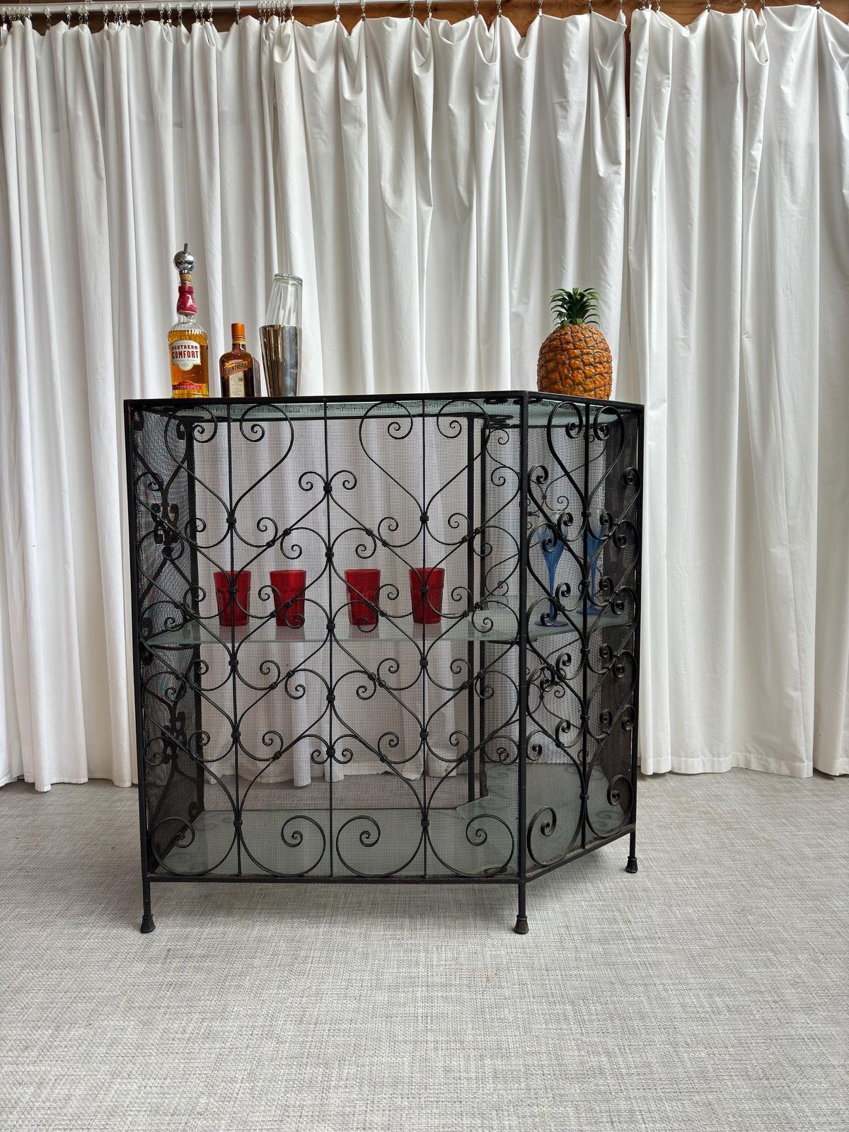 Retro Vintage Cocktail Bar Reception Shop Counter With 1 Bar Stool photo vintage