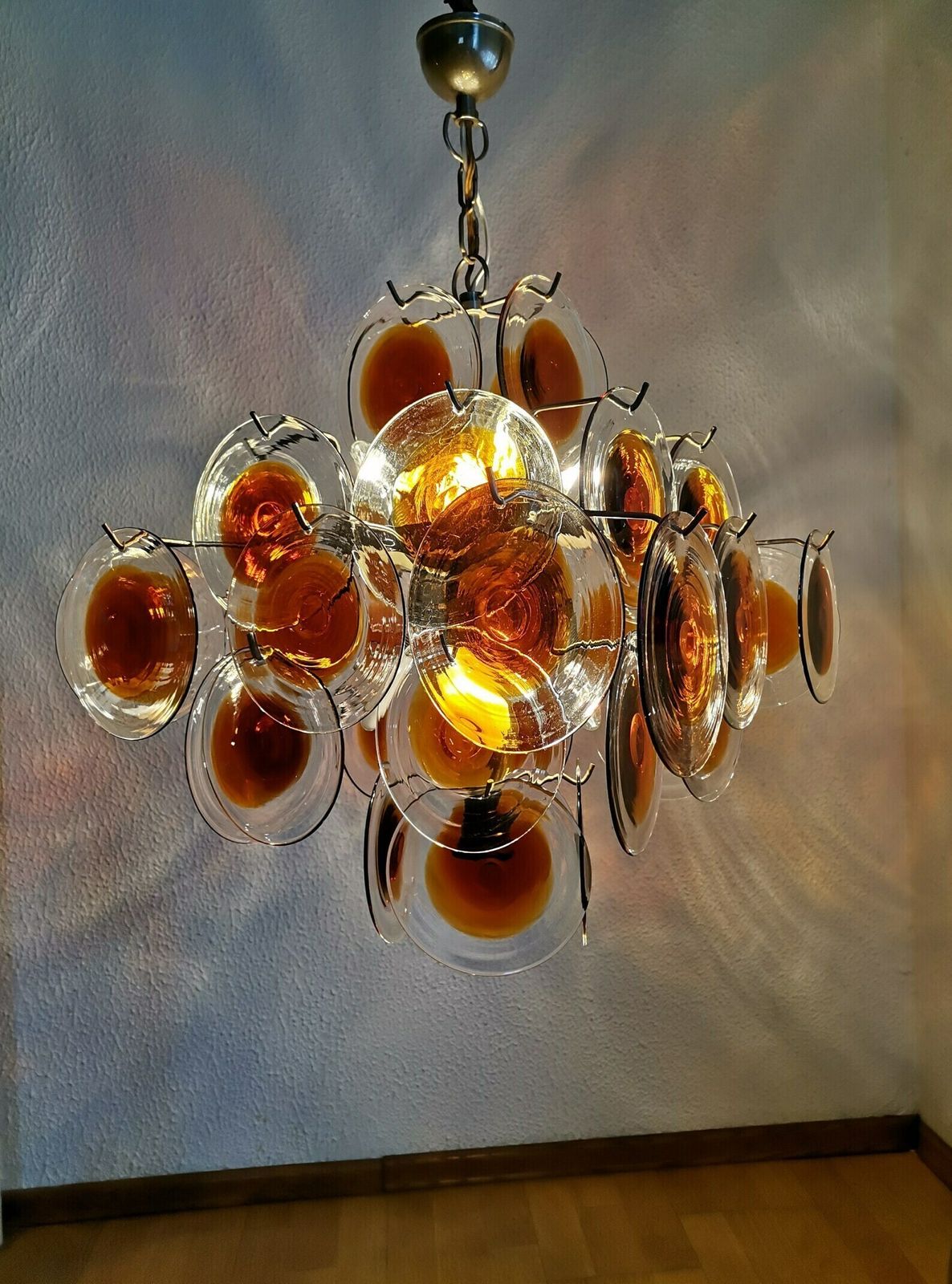 Vintage Murano Disc Chandelier / 36 Discs / Gino Vistosi For Mazzega / Space Age / 1960s Italy / Mid Century Modern photo buy