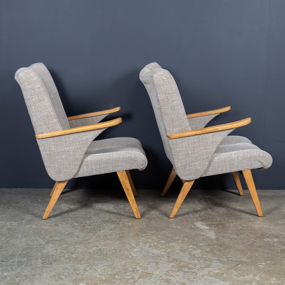 Vintage 20th Century Pair Of German Winged Armchairs By Gelenka C.1950 photo vinterior