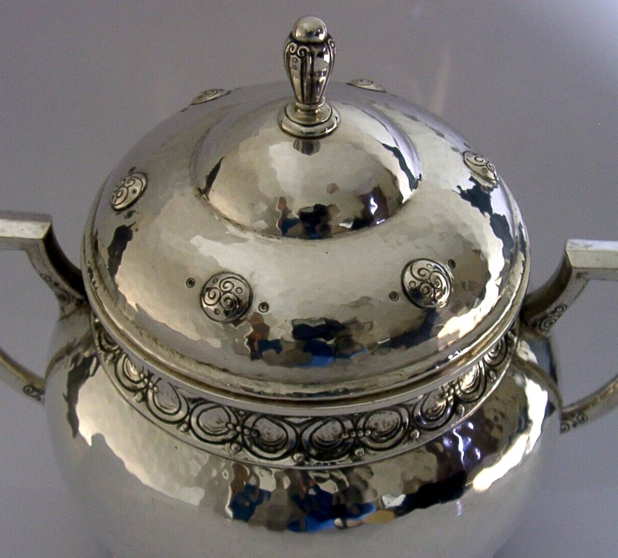 Rare 422g Swiss Jezler Solid Silver Lidded Bowl Urn C1920 Antique Arts & Craft photo for sale