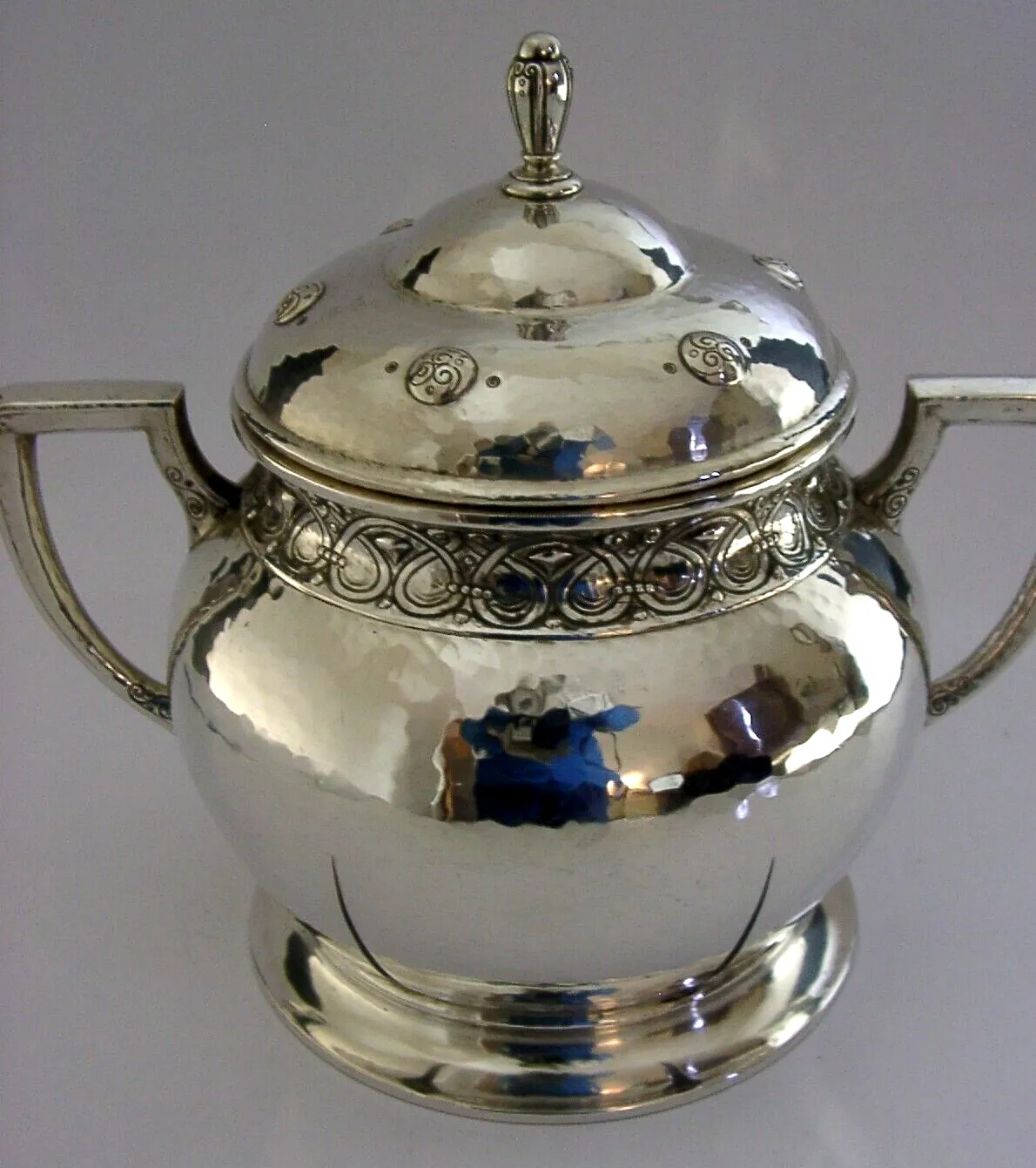 Rare 422g Swiss Jezler Solid Silver Lidded Bowl Urn C1920 Antique Arts & Craft photo vinterior