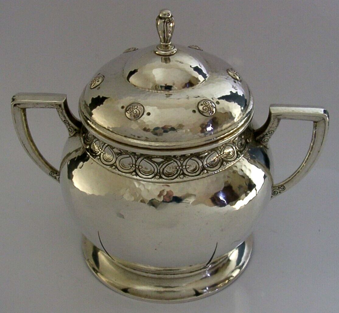 825.0 Rare 422g Swiss Jezler Solid Silver Lidded Bowl Urn C1920 Antique Arts & Craft photo