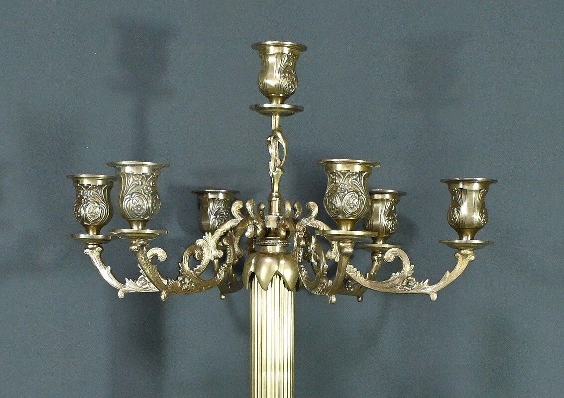 Important Bronze Candelabra, Louis XVI Style – Late 19th Century photo for sale