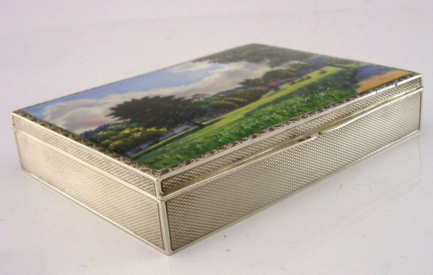 Rare 182g Stunning Sterling Silver Enamel Table Jewellery Box 1927 Antique photo vinterior