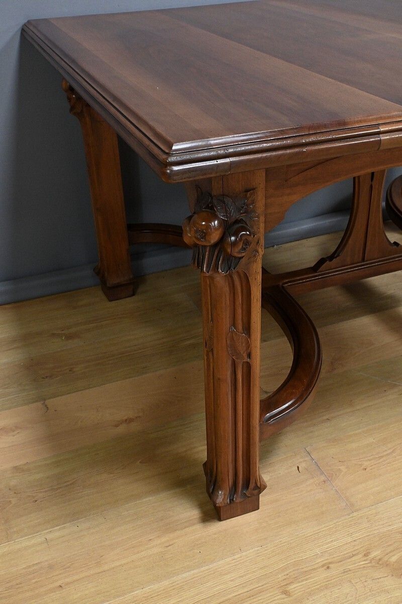 photo for sale Art Nouveau Walnut Extending Table, 20 Place Settings – Early 20th Century