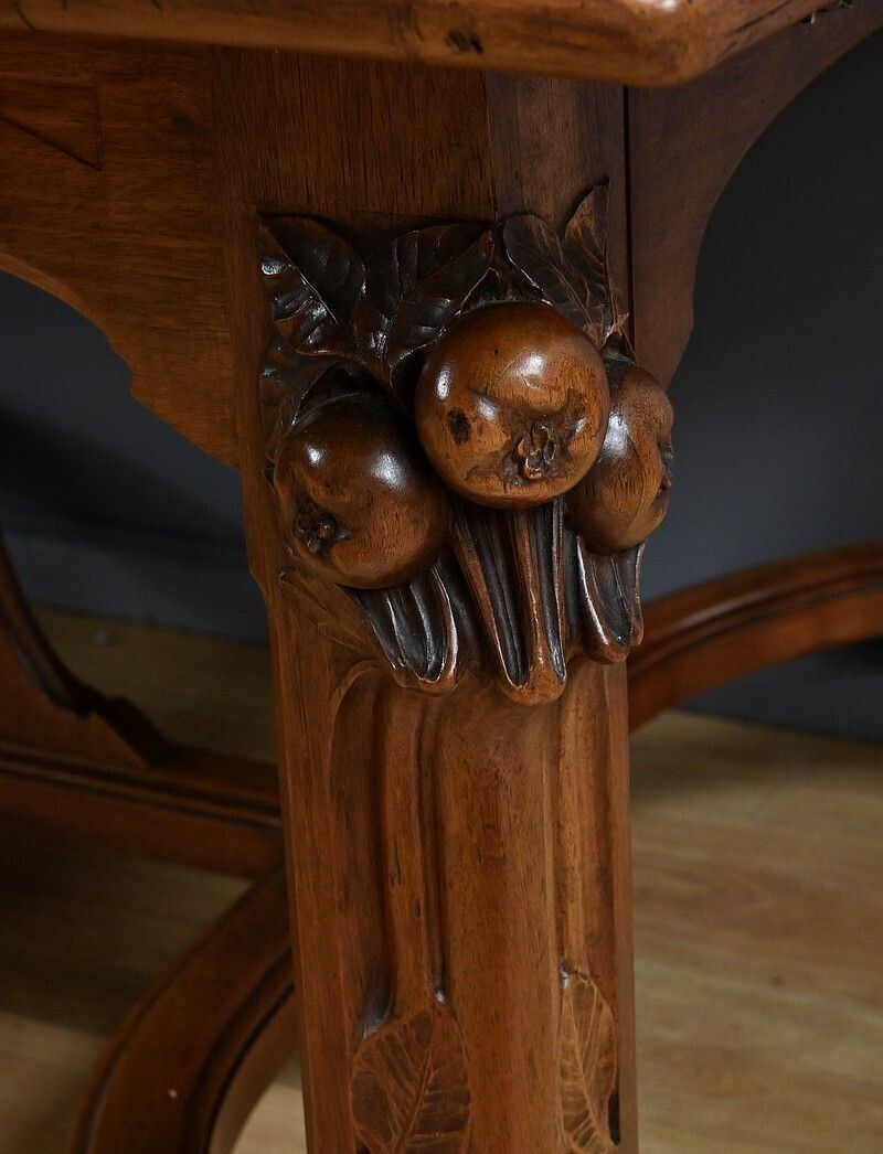 Furniture Art Nouveau Walnut Extending Table, 20 Place Settings – Early 20th Century photo