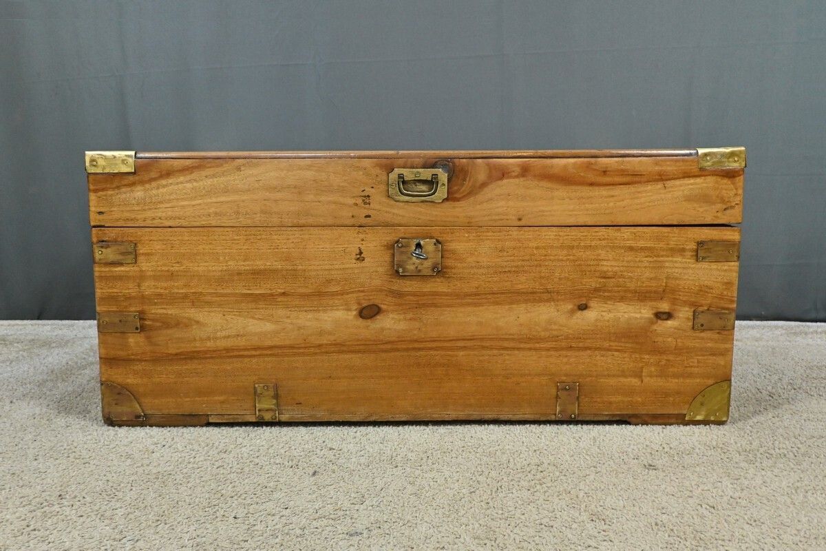 photo for sale Marine Trunk In Camphor Wood, India – Late 19th Century