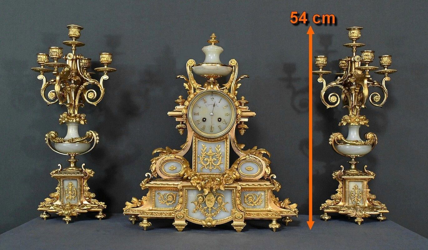 Important Gilt Bronze Fireplace Set, Louis XVI Style – Late 19th Century photo furniture