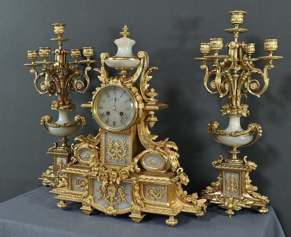 Important Gilt Bronze Fireplace Set, Louis XVI Style – Late 19th Century photo Home Decor