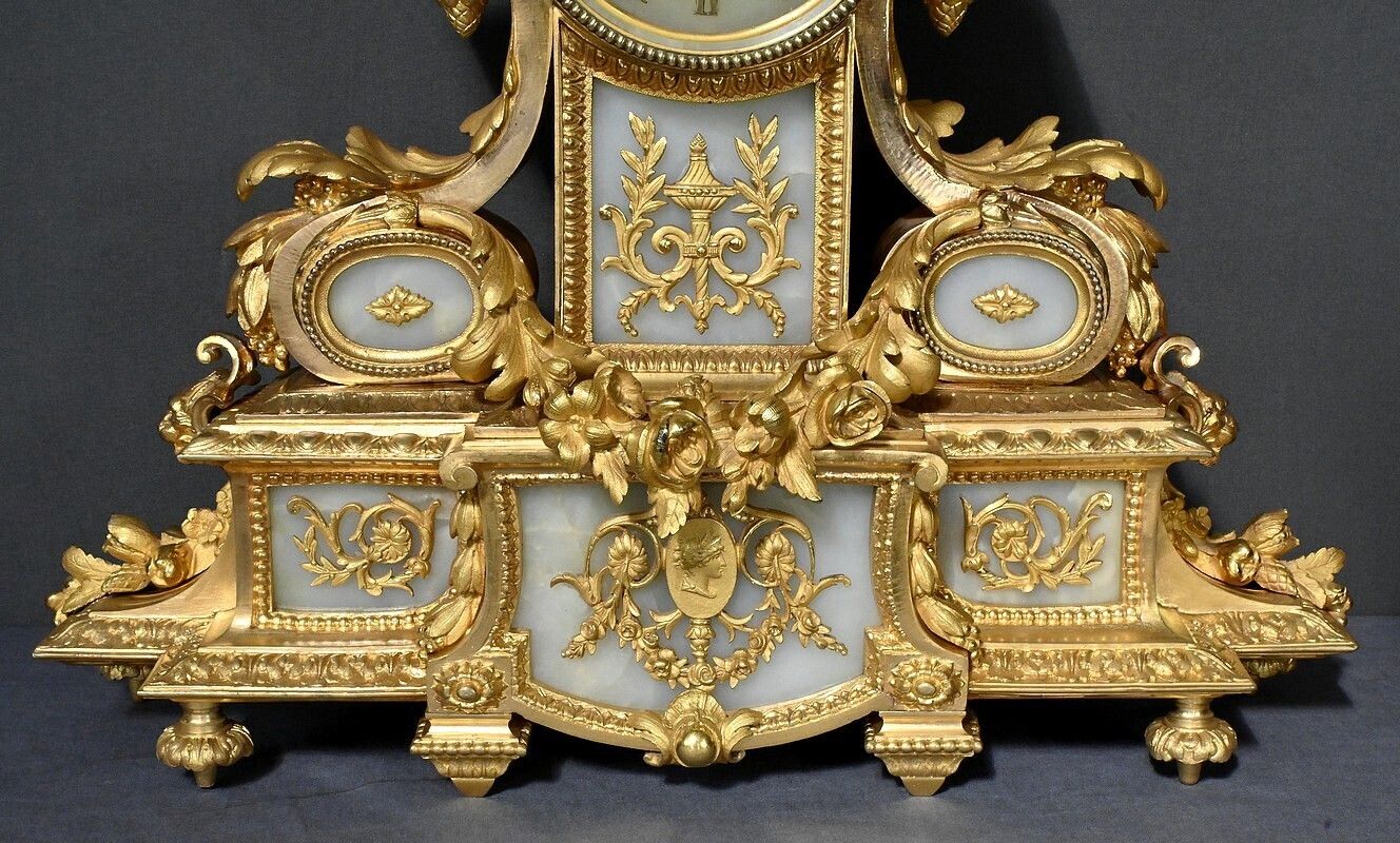 Important Gilt Bronze Fireplace Set, Louis XVI Style – Late 19th Century photo vintage