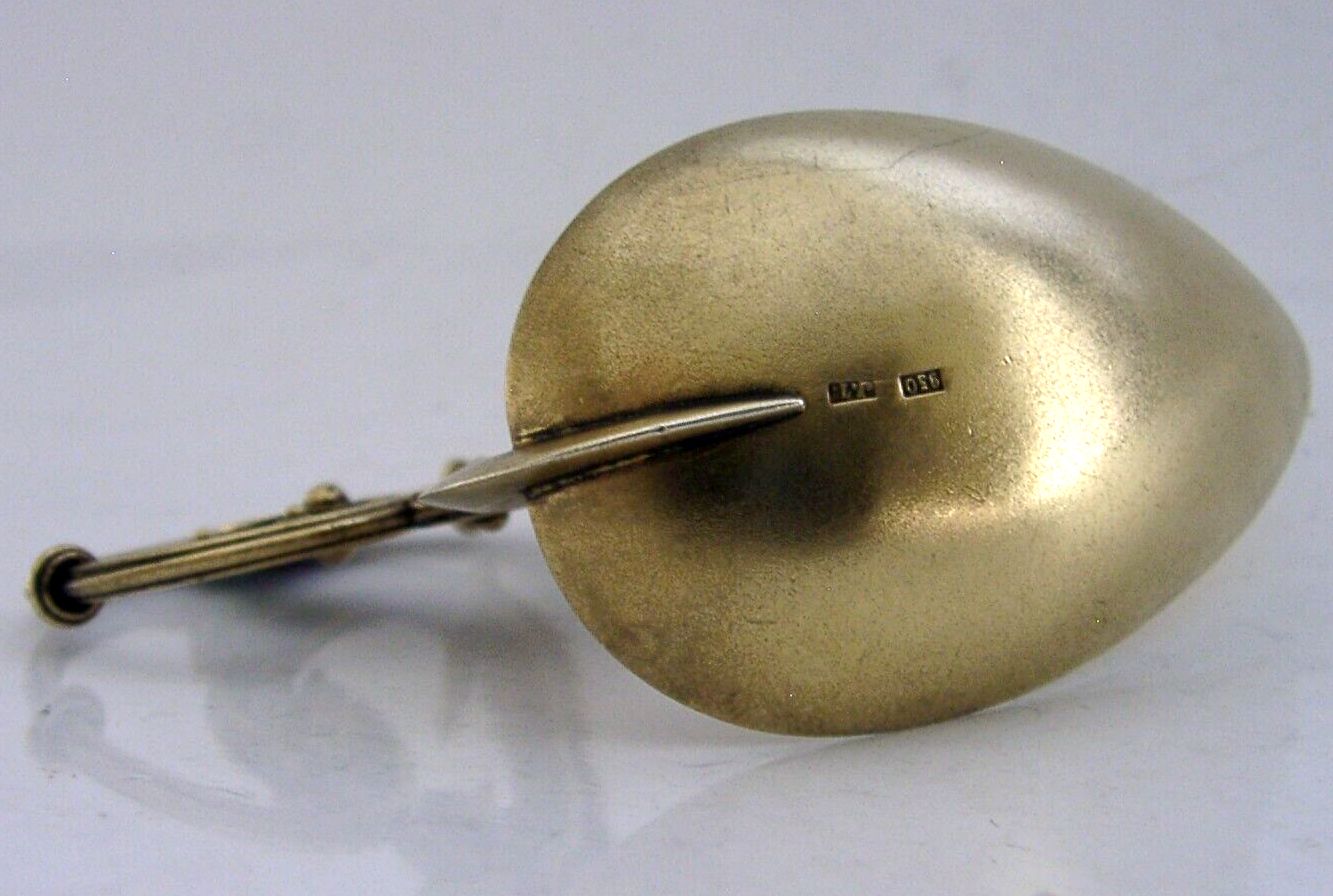 Superb Sterling Silver Gilt Plique A Jour Caddy Spoon C1900 Norwegian Antique photo vintage