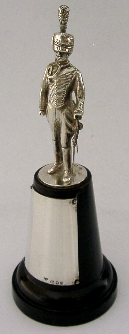 6.75inc Sterling Silver Royal Hassars Soldier Figure Trophy Statue 1969 Military