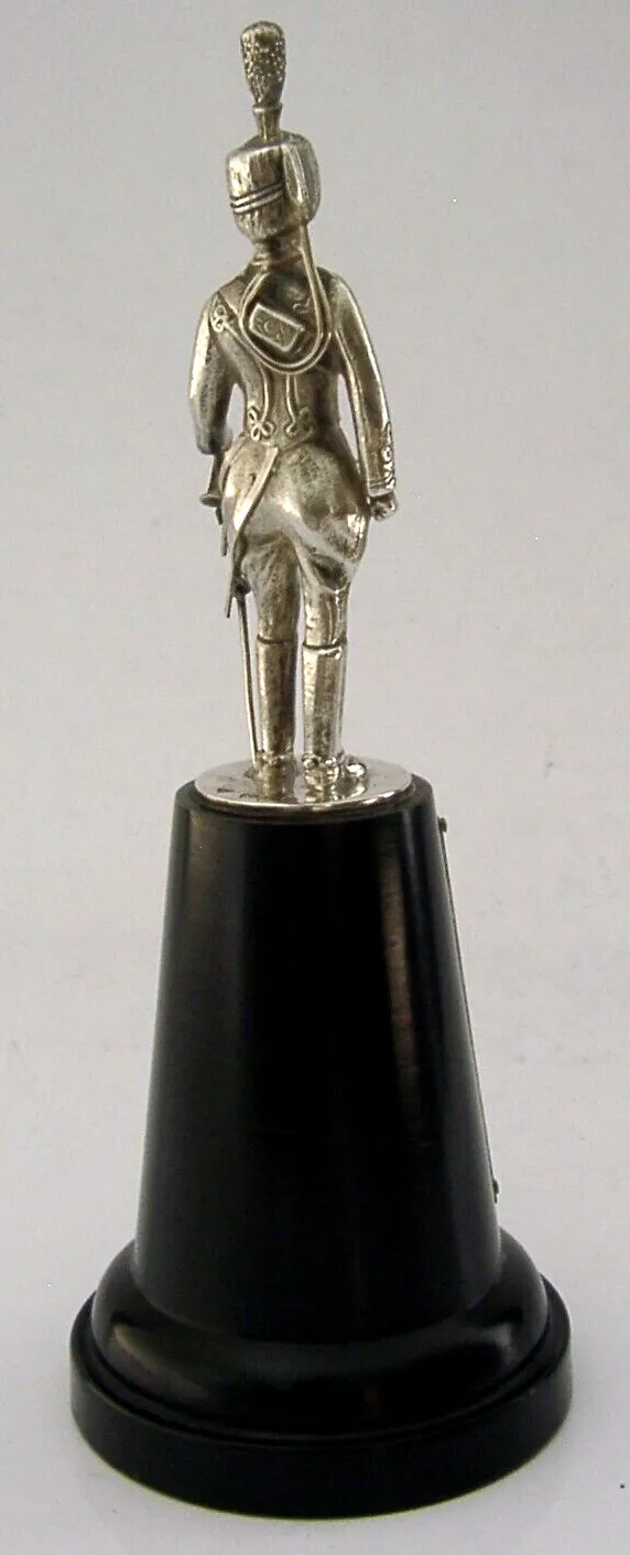6.75inc Sterling Silver Royal Hassars Soldier Figure Trophy Statue 1969 Military photo vintage