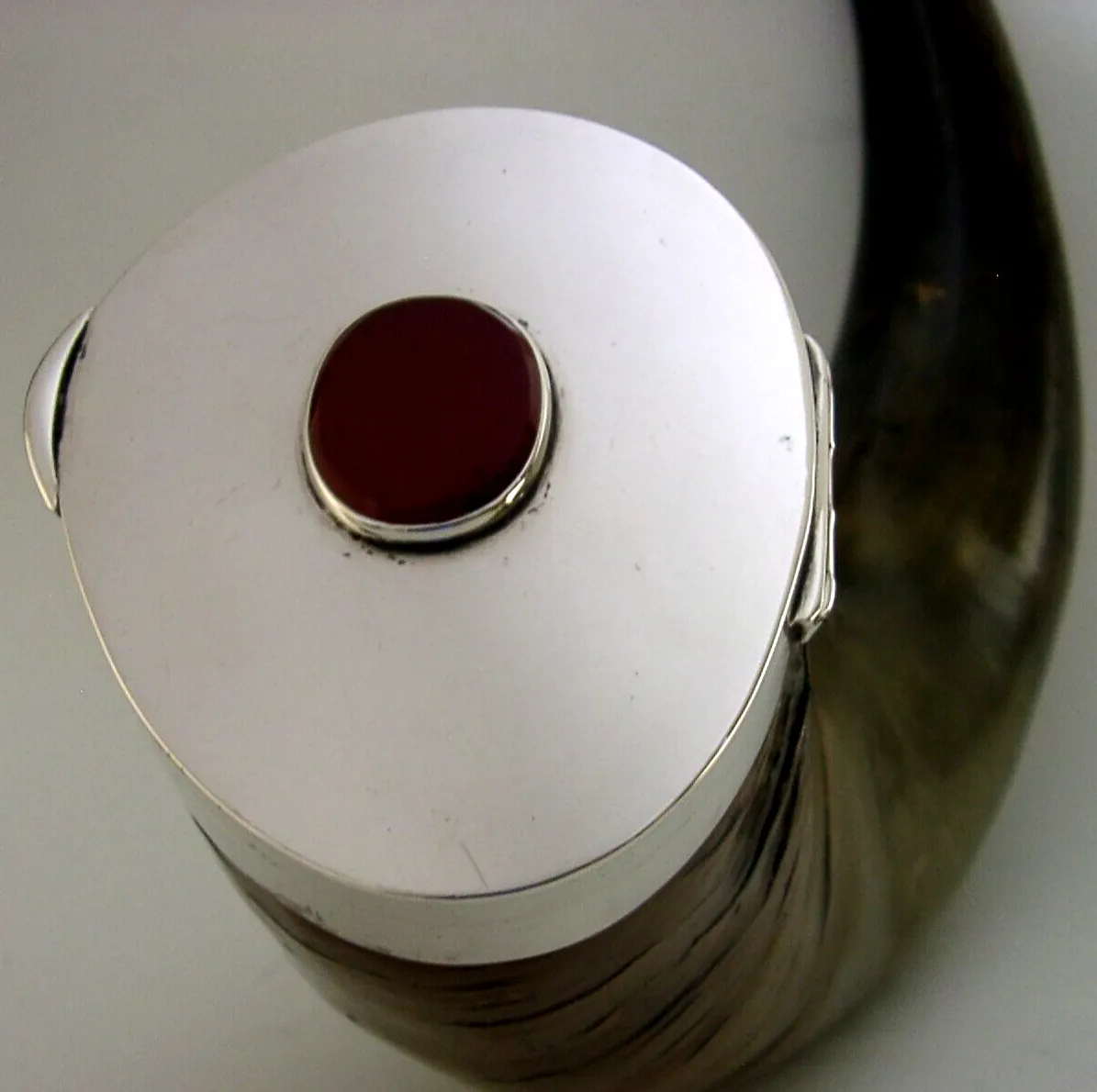photo furniture Huge Sterling Silver Agate Scottish Horn Table Snuff Mull Box 1880 Antique 1.4kg