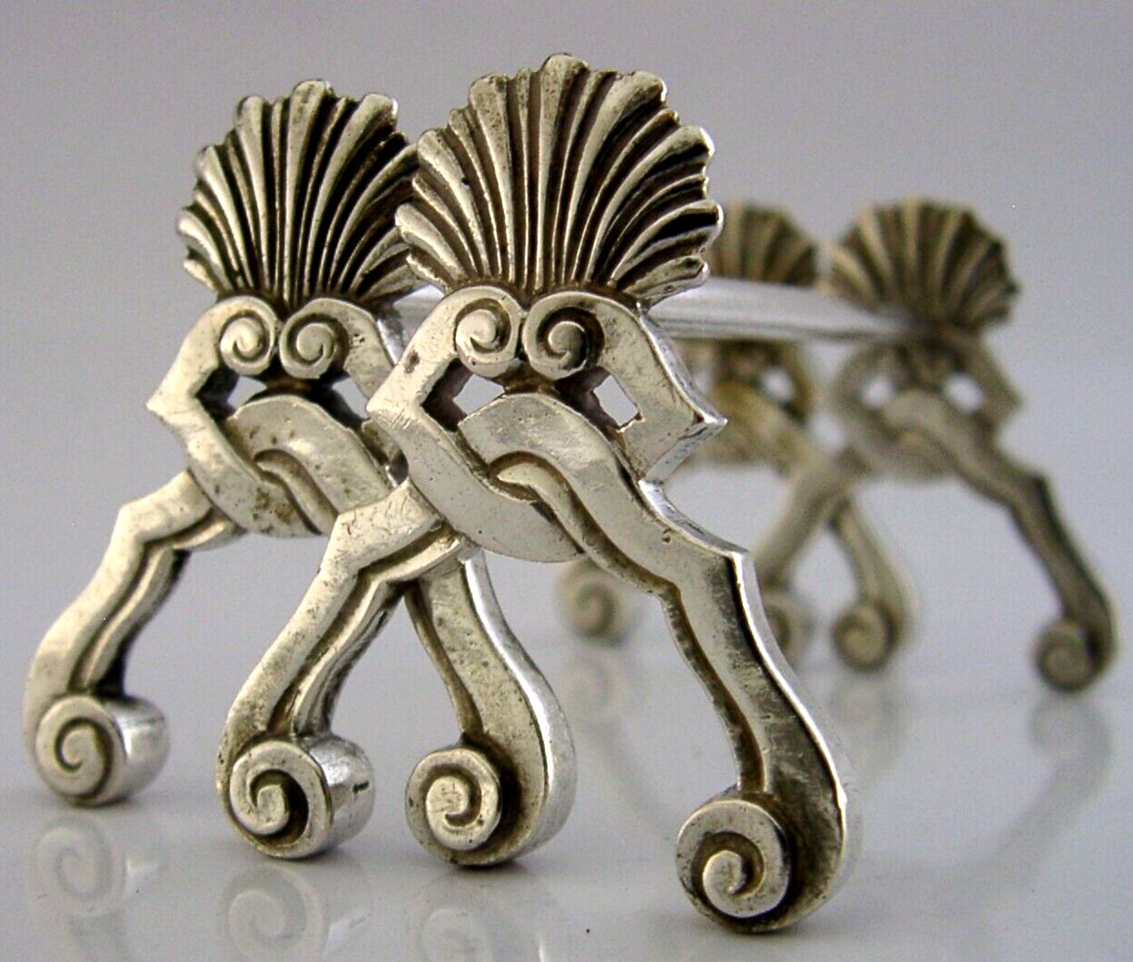 Belgian 800 Cast Solid Silver Cutlery Rests C1920 Antique Art Deco 70g photo furniture