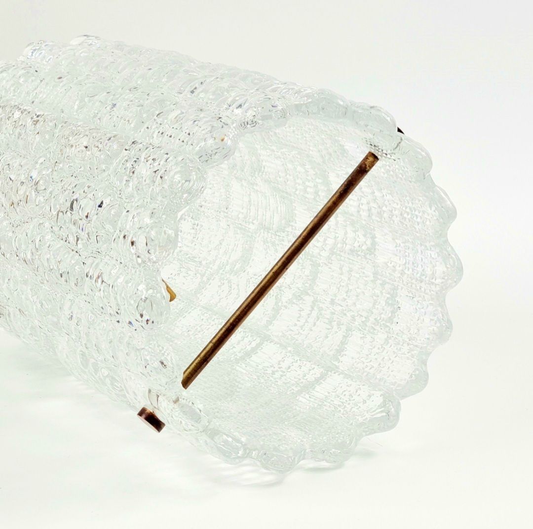 Mid Century Scandinavian Crystal Glass & Brass Ceiling Light By Carl Fagerlund For Orrefors, Sweden, 1960s photo vintage