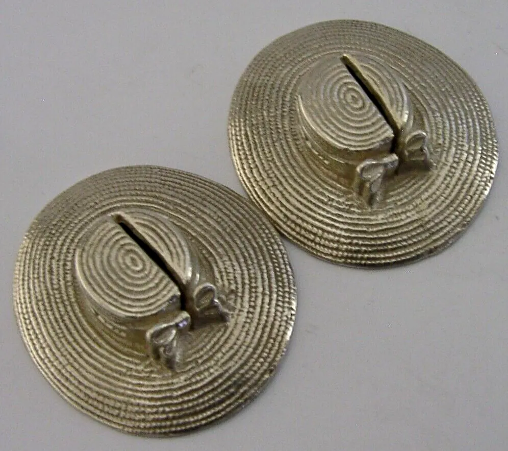 Pair Of English Sterling Silver Straw Hat Menu Holders 2018 Novelty photo furniture