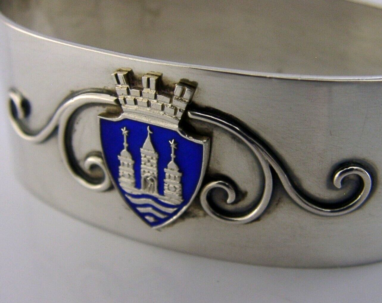 Pretty Danish Enamel Solid Silver Napkin Ring 1930 photo furniture