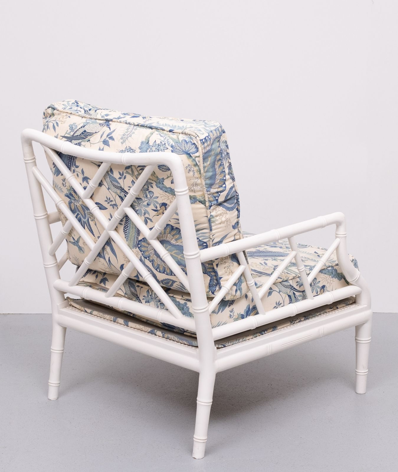 photo for sale Faux Bamboo Chippendale Lounge Chair. 1970s France