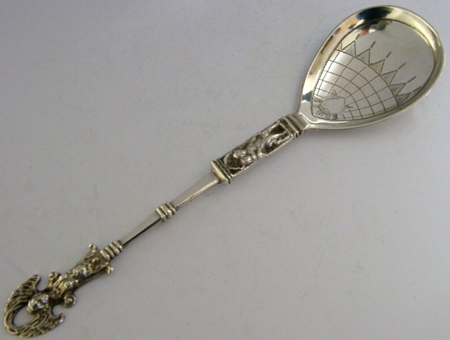 Large Marius Hammer Norwegian Antique Silver 830s Baptism Spoon 56g Norway C1900 photo furniture